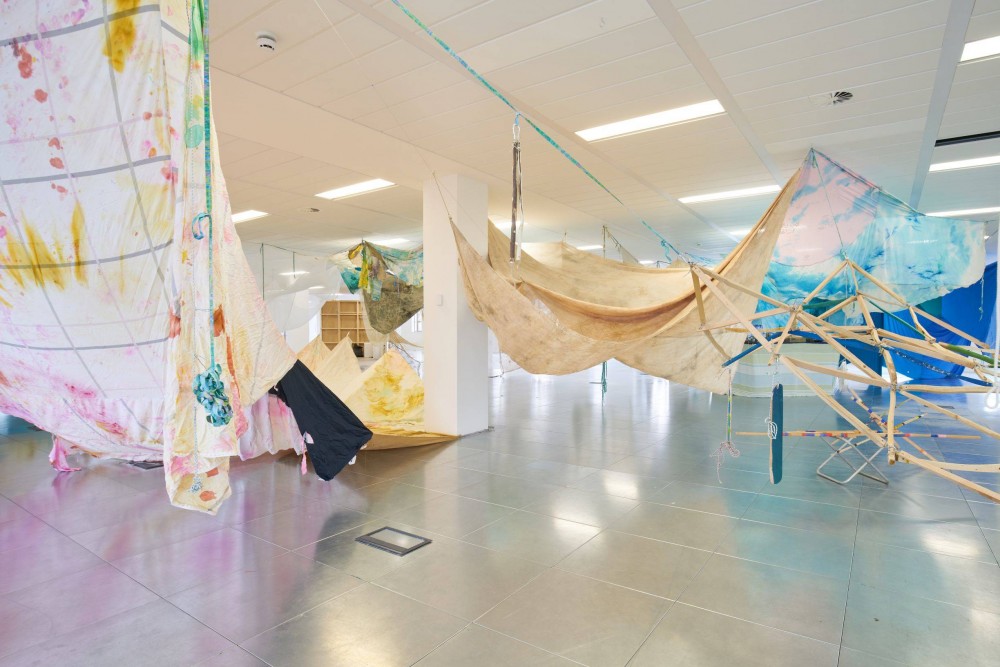 Reto Pulfer, hyperbolisch ratlos ortlos inhaltslos, 2015–21. Installation view at Lewis's Building, Liverpool Biennial 2021. Photography Rob Battersby